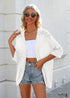 Cárdigan bohemio blanco de punto de verano con mangas 3/4